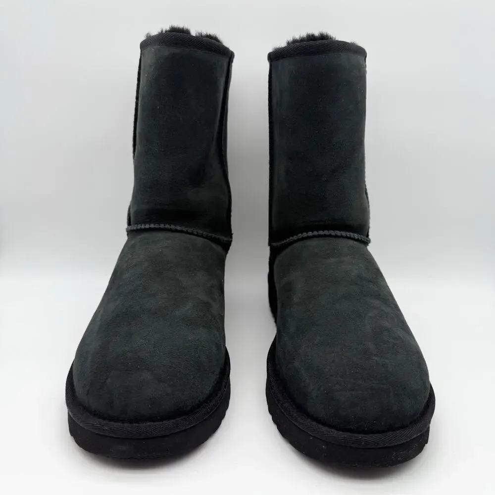 UGG Womens Classic Short ll Mid Calf Boots US 10 EU 41 Black Suede EUC